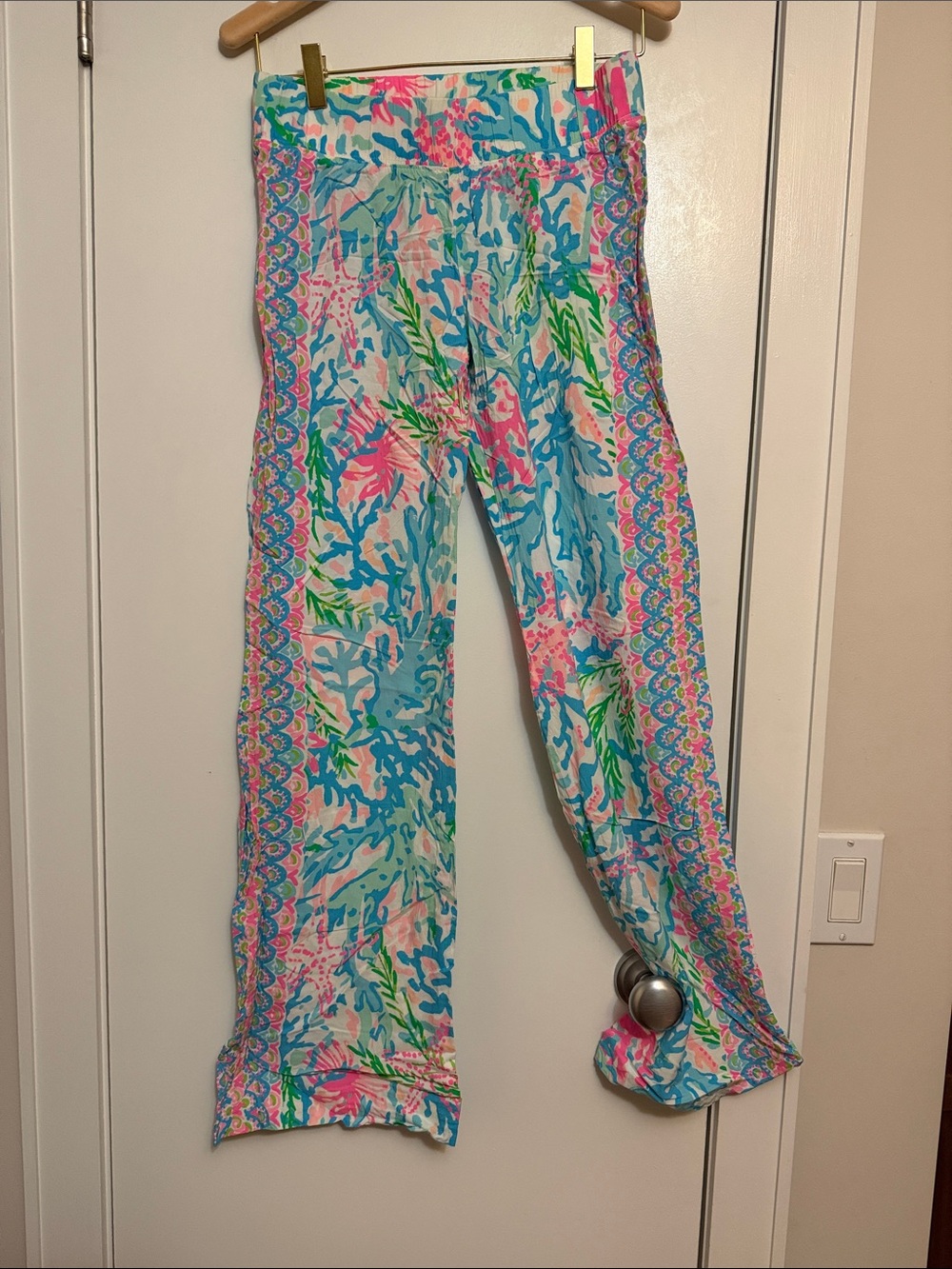 Lilly Pulitzer Bal Harbour Mid Rise Palazzo Pant Multi pink blue size XS